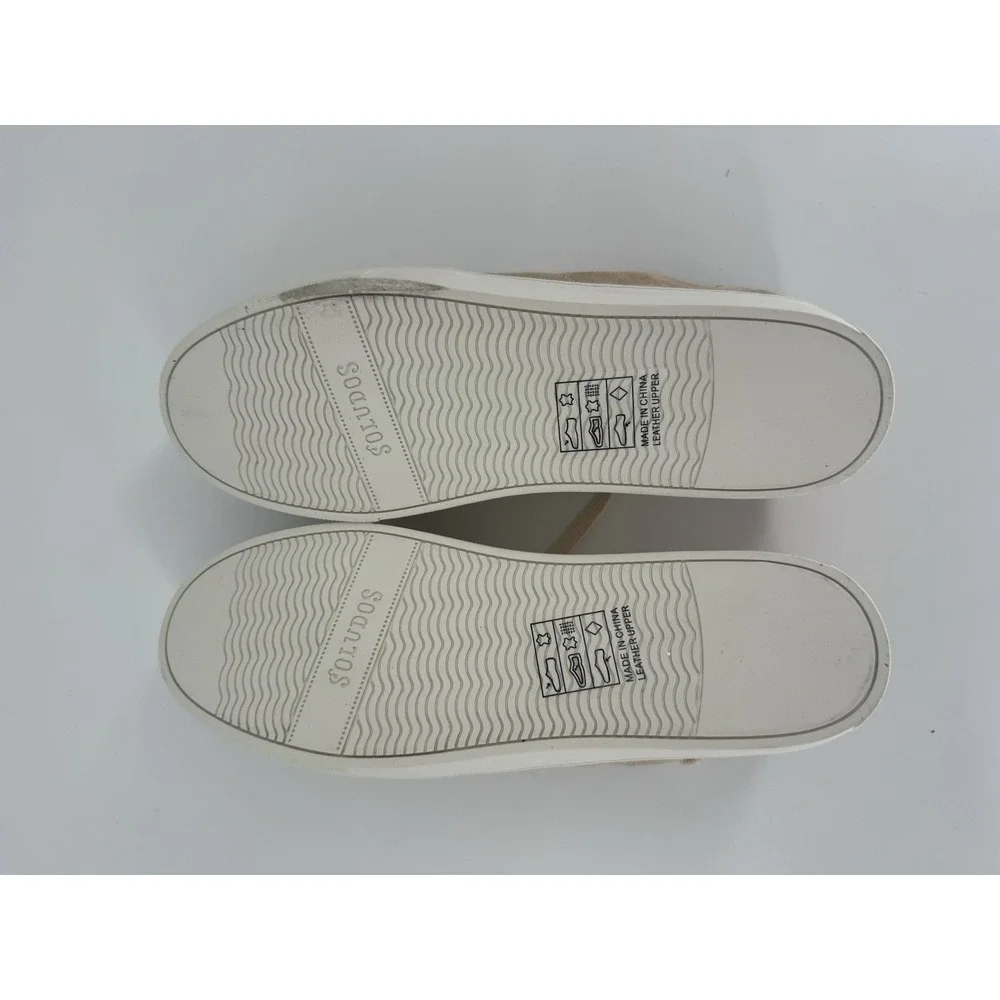 Soludos Sneakers Women's Ibiza Leather Lace Up Beige Tan Suede Coastal Shoes 8